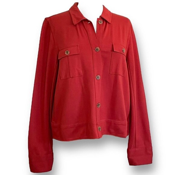 J Jill Wearever Collection Womens Double Face Jersey Jacket Sz M Terracotta Coat - Picture 5 of 7